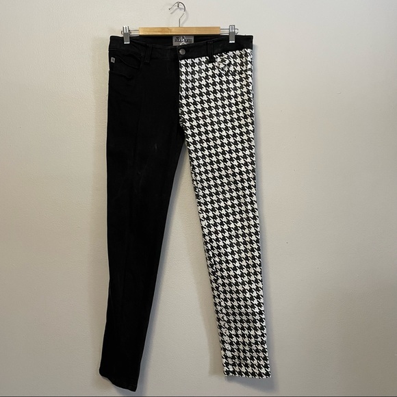 Royal Bones by Daang Split Leg Jeans - Houndstooth and Black - Picture 2 of 5